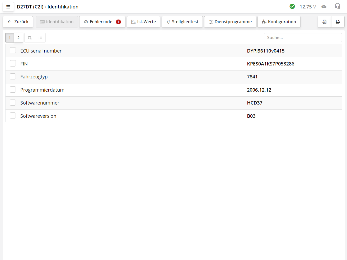 Identifikationsmenü des ScanDoc-Programms