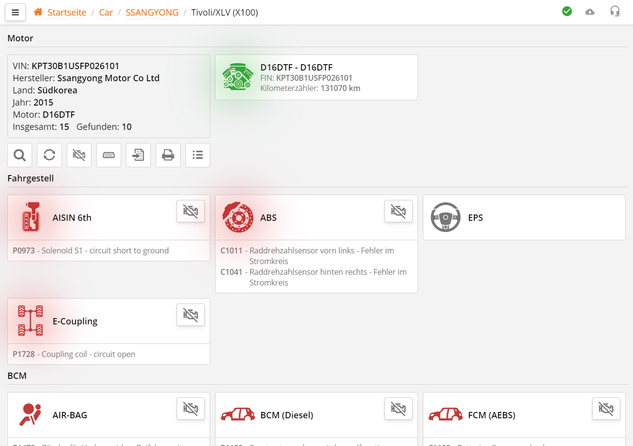 Farbkodierung der Icons